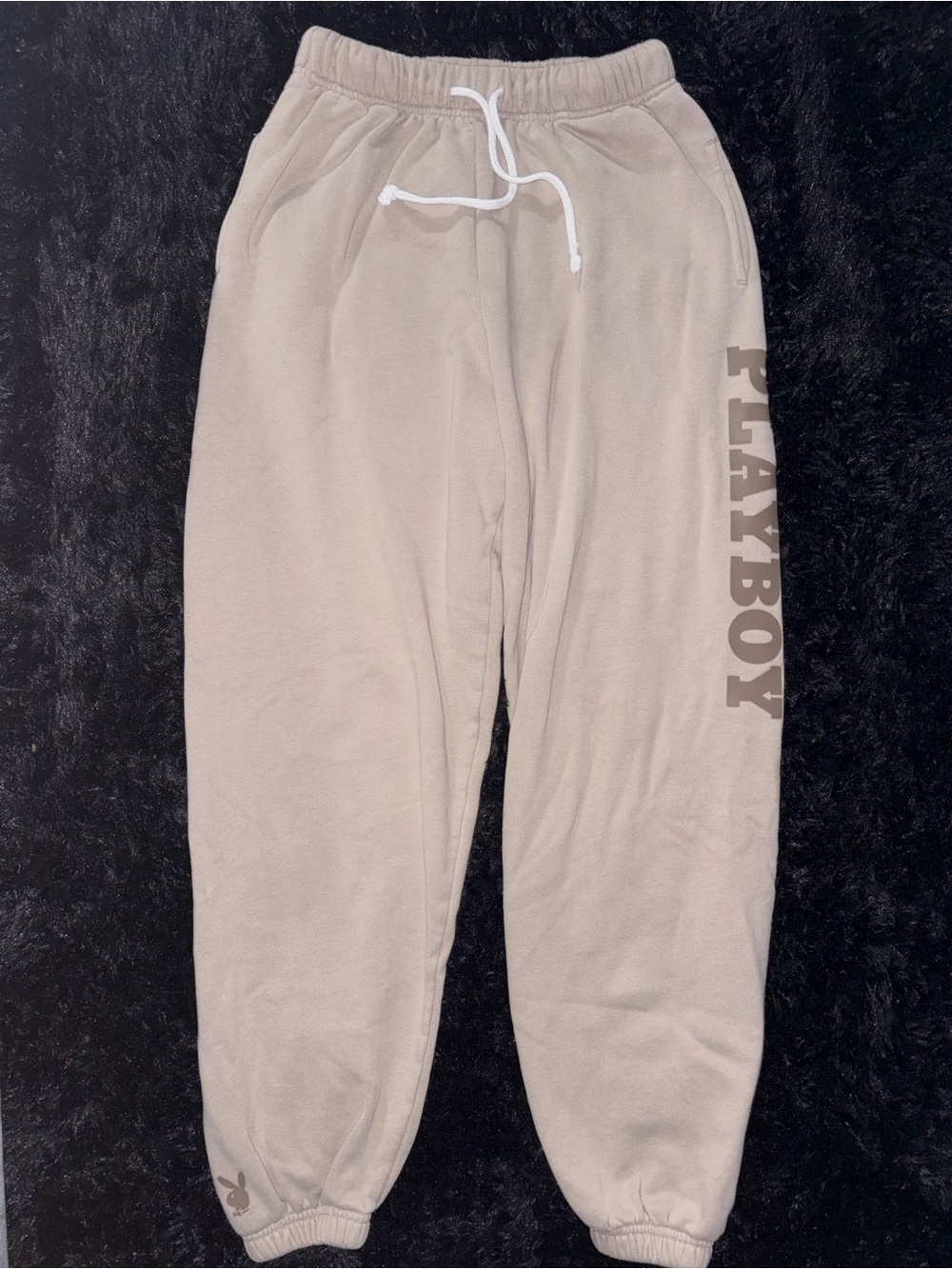 PLAYBOY Beige Kids Jogger Sweatpants with Side Logo